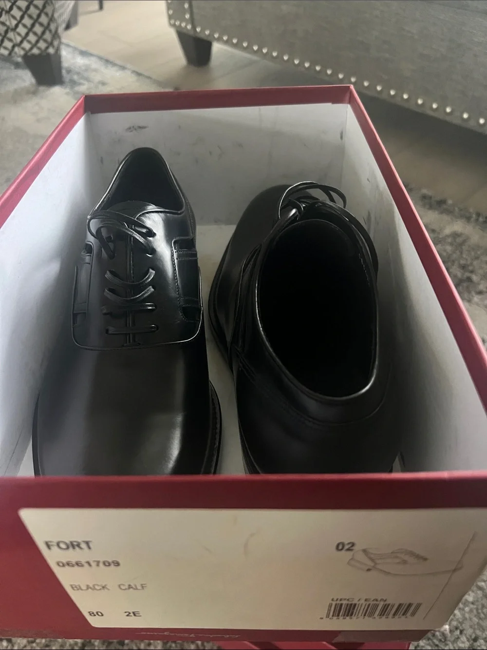 Salvatore Ferragamo Fort Black Calf Leather Derby Shoes